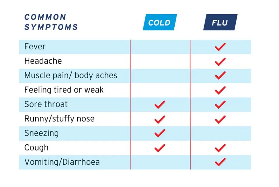 Common Symptons Cold And Flu